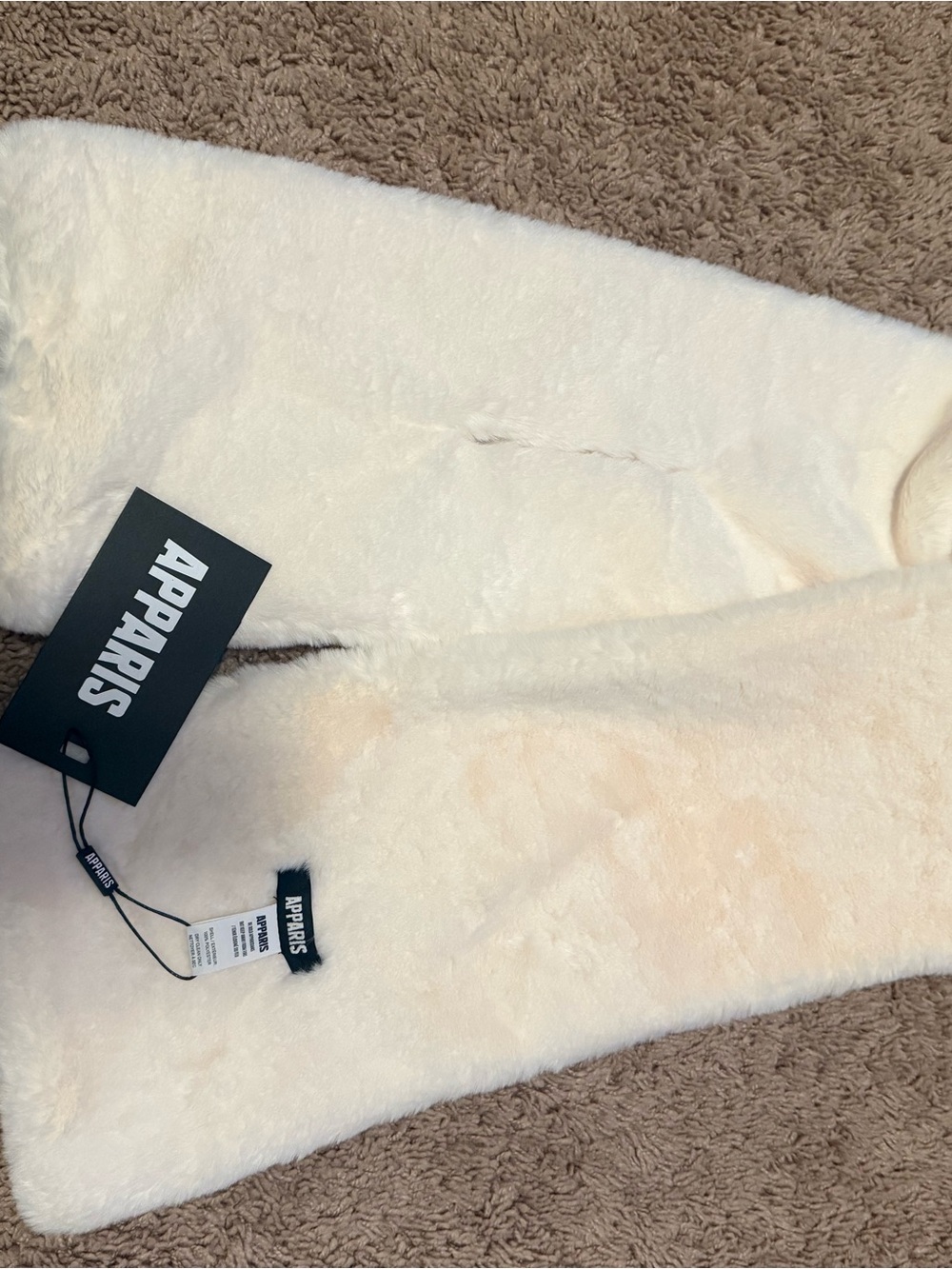 Apparis Cream Faux Fur Scarf